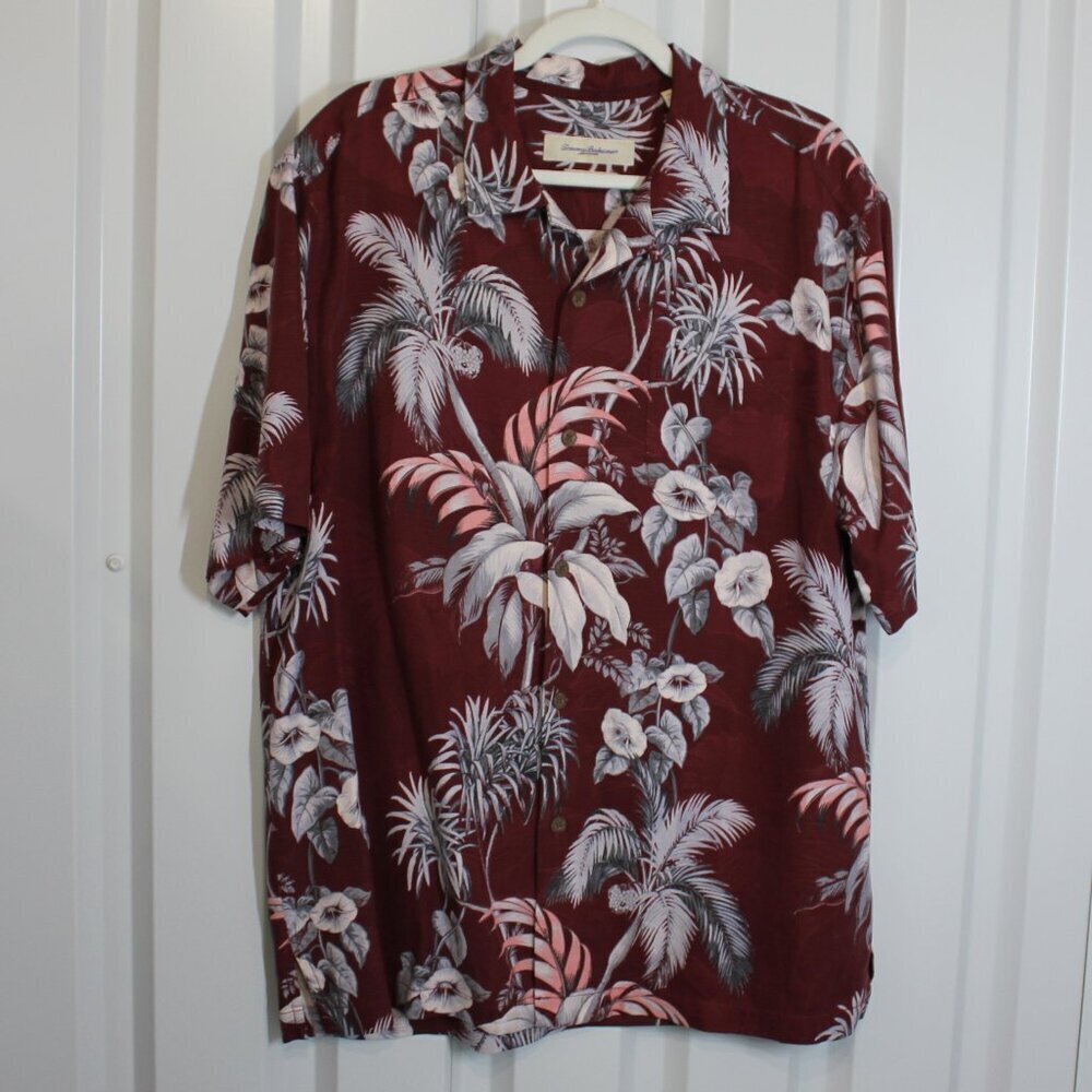 Tommy Bahama Mens Silk Original Fit Tropical Print Button Down Shirt Size L